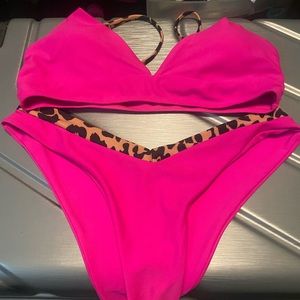 Hot pink cheetah print shein bikini